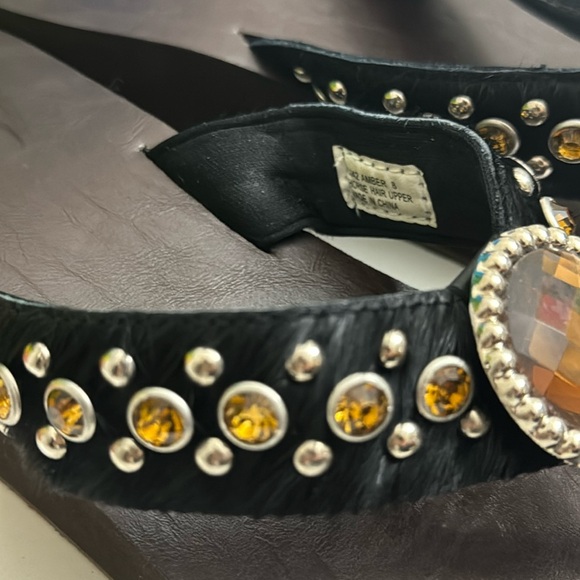 Cowgirl Jewels Horse Hair Wedge Flip Flops (CJ42AMBER) - Picture 4 of 7